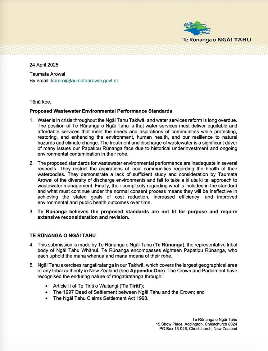 Wastewater Environmental Performance Standards TRoNT Submission